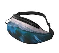BBEXJIGY Sac banane multifonction avec imprimé coucher de soleil et vagues de l'océan - Votre bon compagnon pour la randonnée, les voyages, la course à pied, noir, One Size