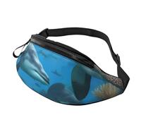 BBEXJIGY Sac banane multifonction imprimé dauphins, tortue de mer, requin, pieuvre, récif corallien, votre bon compagnon pour la randonnée, les voyages, la course à pied, noir, One Size