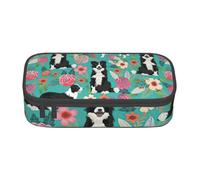 BBEXJIGY Sac de rangement de maquillage Border Collie imprimé floral grande capacité : conçu pour les crayons à sourcils, noir, One Size