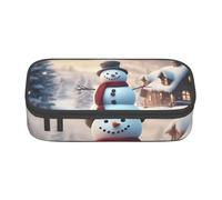 BBEXJIGY Sac de rangement de maquillage de grande capacité avec imprimé bonhomme de neige et inscription Merry Christmas : conçu pour les crayons à sourcils, noir, One Size