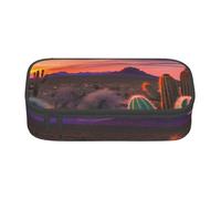 BBEXJIGY Sac de rangement de maquillage grande capacité avec imprimé cactus et coucher de soleil : conçu pour les crayons à sourcils, noir, One Size