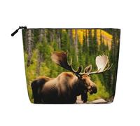 BBEXJIGY Trousse de maquillage élégante et pratique avec imprimé cerf, motif élan et imitation lin, noir, One Size