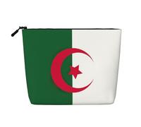 BBEXJIGY Trousse de maquillage élégante et pratique avec imprimé drapeau de l'Algérie - Imitation lin, noir, One Size