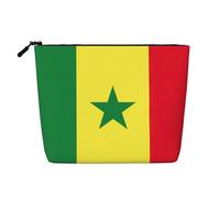 BBEXJIGY Trousse de maquillage élégante et pratique avec imprimé drapeau du Sénégal, imitation lin, noir, One Size
