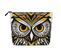 BBEXJIGY Trousse de maquillage élégante et pratique avec imprimé hibou mignon et simple couche imitation lin, noir, One Size