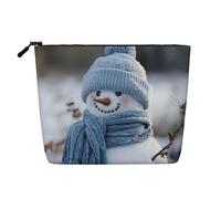 BBEXJIGY Trousse de maquillage en imitation lin avec imprimé bonshommes de neige mignons et pratiques, noir, One Size