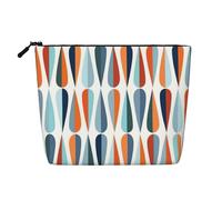 BBEXJIGY Trousse de maquillage moderne rétro du milieu du siècle avec impression en forme de goutte simple couche imitation lin élégant et pratique pour cosmétiques, noir, One Size