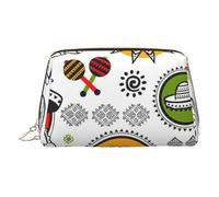 BBEXJIGY Trousse de toilette de voyage mexicaine en cuir avec symboles de la salsa pour femme