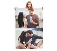 Bbflyper Couverture Personnalisée avec Photo Texte,Plaid Personnalisé Photo 1-8 Collages,Plaid Personnalisés pour Les Maris et Les Femmes,Anniversaire-2Photo,80x120cm