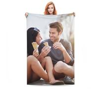 Bbflyper Couverture Personnalisée avec Photo Texte,Plaid Personnalisée Photo 1-8 Collages,Plaid Personnalisés pour Les Maris et Les Femmes,Anniversaire-1Photo,80x120cm