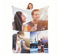 Bbflyper Couverture Personnalisée avec Photo Texte,Plaid Personnalisée Photo 1-8 Collages,Plaid Personnalisés pour Les Maris et Les Femmes,Anniversaire-3Photo,150x200cm