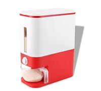 BBG Distributeur de riz 10,2 kg, grand récipient hermétique avec couvercle, récipient de stockage de riz avec cylindre doseur, distributeur de céréales, distributeur de nourriture domestique (rouge)