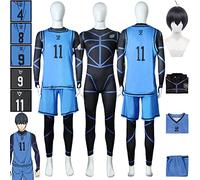 bbganlian Anime Blue Lock Isagi Yoichi Cosplay Costume Tenue Michael Kaiser Jeu de Rôle Uniforme Ensemble Complet Halloween Carnaval Fête Habiller avec Perruque pour Hommes (L)