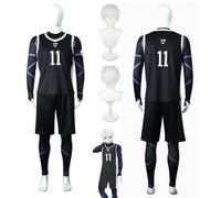bbganlian Anime Blue Lock Nagi Seishiro Cosplay Costume Tenue Michael Kaiser Jeu de Rôle Uniforme Ensemble Complet Halloween Carnaval Fête Habiller avec Perruque pour Hommes (M)