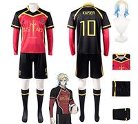bbganlian Anime Blue Lock No.10 Michael Kaiser Cosplay Costume Tenue Bachira Meguru Jeu de Rôle Uniforme Ensemble Complet Halloween Carnaval Fête Habiller avec Perruque pour Hommes (XS)