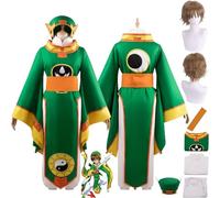 bbganlian Anime Cardcaptor Sakura Li Syaoran Cosplay Costume Tenue Jeu de Rôle Uniforme Ensemble Complet Halloween Fête Carnaval Habiller avec Perruque Chapeau pour Hommes Garçons (M)