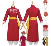 bbganlian Anime Gintama Kagura Cosplay Costume Tenue Sakata Gintoki Kamui Jeu de Rôle Uniforme Ensemble Complet Halloween Fête Carnaval Habiller avec Perruque Coiffe pour Femmes (XL)