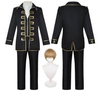 bbganlian Anime Gintama Okita Sougo Cosplay Costume Tenue Sakata Gintoki Kagura Jeu de Rôle Uniforme Ensemble Complet Halloween Fête Carnaval Habiller avec Perruque pour Hommes (XXXL)