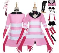 bbganlian Anime Hazbin Hotel Angel Dust Cosplay Costume Tenue Alastor Charlie Morningstar Uniforme Robes Ensemble Complet Halloween Carnaval Fête Habiller pour Femmes Filles (L)