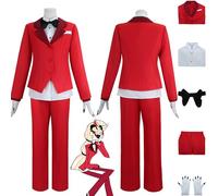 bbganlian Anime Hazbin Hôtel Charlie Morningstar Cosplay Costume Tenue Rôle Paly Uniforme Rouge Manteau Ensemble Complet Halloween Carnaval Fête Habiller pour Femmes Filles (L)