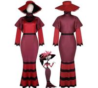 bbganlian Anime Hazbin Hotel Rosie Cosplay Costume Tenue Charlie Morningstar Jeu de Rôle Uniforme Ensemble Complet Halloween Carnaval Fête Habiller avec Chapeau pour Femmes Filles (XXL)