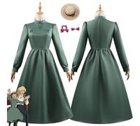 bbganlian Anime Howl's Moving Castle Sophie Cosplay Costume Tenue Jeu de rôle Uniforme Robes Ensemble Complet Halloween Fête Carnaval Habiller avec Chapeau pour Femmes Filles (S)