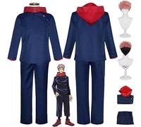 bbganlian Anime Jujutsu Kaisen Itadori Yuji Cosplay Costume Tenue Gojo Satoru Jeu de Rôle Uniforme Ensemble Complet Halloween Carnaval Fête Habiller avec Perruque pour Hommes (XL)