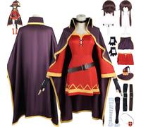bbganlian Anime KonoSuba God's Blessing On This Wonderful World Cosplay Costume Tenue Megumin Uniforme Ensemble Complet Halloween Habiller avec Perruque Chapeau pour Femmes Filles (XL)