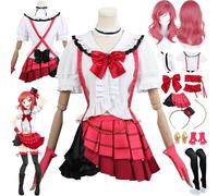 bbganlian Anime LoveLive Maki Nishikino Cosplay Costume Tenue Sonoda Umi Jeu de Rôle Uniforme Ensemble Complet Halloween Fête Carnaval Habiller avec Perruque Coiffe pour Femmes (XXXL)