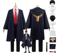 bbganlian Anime Mashle Magic and Muscles Mush Burned Cosplay Costume Tenue Jeu de rôle Uniforme Ensemble Complet Halloween Carnaval Fête Habiller avec Perruque pour Hommes (M)