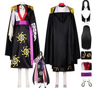 bbganlian Anime One Piece Boa Hancock Cosplay Costume Tenue Jeu de Rôle Uniforme Ensemble Complet Halloween Fête Carnaval Habiller avec Perruque Boucles D'oreilles pour Femmes (S)