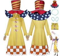 bbganlian Anime One Piece Charlotte Perospero Cosplay Costume Tenue Monkey D Luffy Jeu de Rôle Uniforme Ensemble Complet Halloween Carnaval Fête Habiller avec Chapeau pour Hommes (M)