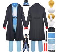 bbganlian Anime One Piece Sabo Cosplay Costume Tenue Monkey D Luffy Jeu de Rôle Uniforme Ensemble Complet Halloween Carnaval Fête Habiller avec Perruque Chapeau pour Hommes (XL)