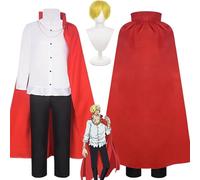 bbganlian Anime One Piece Sanji Cosplay Costume Tenue Monkey D Luffy Portgas D Ace Jeu de Rôle Uniforme Ensemble Complet Halloween Carnaval Fête Habiller avec Perruque pour Hommes (XL)