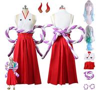 bbganlian Anime One Piece Yamato Cosplay Costume Tenue Monkey D. Luffy Uniforme Ensemble Complet Halloween Fête Carnaval Habiller avec Perruque Coiffure pour Femmes (M)