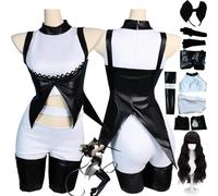 bbganlian Anime Personnage Blake Belladonna Cosplay Costume Tenue Weiss Schnee Jeu de Rôle Uniforme Ensemble Complet Halloween Fête Carnaval Habiller avec Perruque pour Femmes (M)