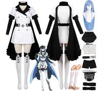 bbganlian Anime Personnage Esdeath Esdese Cosplay Costume Tenue Akame Ga KILL Uniforme Robes Ensemble Complet Halloween Carnaval Fête Habiller avec Chapeau Perruque pour Femmes (XS)