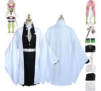 bbganlian Anime Personnage Kanroji Mitsuri Cosplay Costume Tenue Kochou Shinobu Jeu de Rôle Uniforme Ensemble Complet Halloween Fête Carnaval Habiller avec Perruque pour Femmes (M)