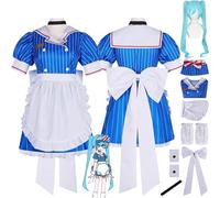 bbganlian Anime Personnage Kasane Teto Mesmerizer Cosplay Costume Tenue H'atsune M'iku Jeu de Rôle Uniforme Ensemble Complet Halloween Carnaval Habiller avec Perruque pour Femmes (XL)