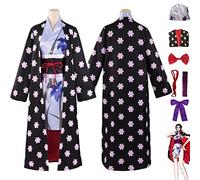 bbganlian Anime Personnage Nico Robin Cosplay Costume Tenue One Piece Wano Kuni Country Uniforme Ensemble Complet Halloween Carnaval Fête Habiller avec Coiffure pour Femmes (XXL)