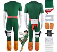 bbganlian Anime Personnage Rock Lee Cosplay Costume Tenue Haruno Sakura Jeu de rôle Uniforme Vert Combinaison Ensemble Complet Halloween Carnaval Fête Habiller pour Hommes Garçons (M)