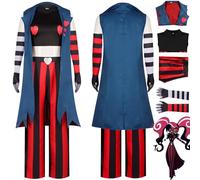 bbganlian Anime Personnage Velvet Cosplay Costume Tenue Hazbin Hotel Alastor Uniforme Manteau Gilet Pantalon Ensemble Complet Halloween Carnaval Fête Habiller pour Femmes Filles (XL)