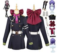bbganlian Anime Seraph of The End Shinoa Hiiragi Cosplay Costume Tenue Jeu de Rôle Uniforme Ensemble Complet Halloween Carnaval Fête Habiller avec Perruque Coiffe pour Femmes (S)