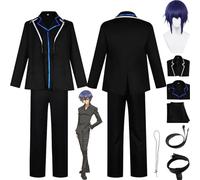 bbganlian Anime Shugo Chara Tsukiyomi Ikuto Cosplay Costume Tenue Hinamori Amu Uniforme Veste Ensemble Complet Halloween Fête Carnaval Habiller avec Perruque Collier pour Hommes (XL)