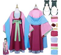 bbganlian Anime The Apothecary Diaries Maomao Cosplay Costume Tenue Jeu de Rôle Uniforme Ensemble Complet Halloween Habiller avec Perruque Épingle À Cheveux pour Femmes Filles (XXL)