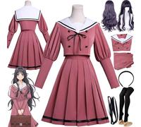 bbganlian Anime The Fragrant Flower Blooms with Dignity Waguri Kaoruko Cosplay Costume Tenue Jeu de Rôle Uniforme Ensemble Complet Halloween Habiller avec Perruque pour Femmes (XXXL)