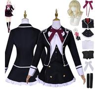 bbganlian Diabolik Lovers Komori Yui Cosplay Costume Tenue Personnage du jeu Uniforme Ensemble Complet Halloween Carnaval Fête Habiller avec Coiffe Perruque pour Femmes Filles (XL)