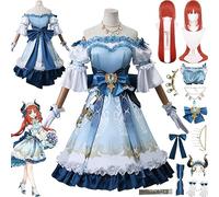 bbganlian Genshin Impact Nilou Cosplay Costume Tenue Personnage du jeu Wriothesley Uniforme Ensemble Complet Halloween Fête Carnaval Habiller avec Perruque Coiffure pour Femmes (XL)