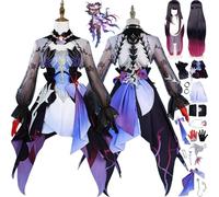bbganlian Honkai Star Rail Helektra Cosplay Costume Tenue Personnage du jeu Castorice Uniforme Ensemble Complet Halloween Fête Carnaval Habiller avec Perruque Coiffe pour Femmes (XXL)