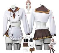 bbganlian NIKKE The Goddess of Victory Brady Cosplay Costume Tenue Arcana Personnage du jeu Uniforme Ensemble Complet Halloween Carnaval Fête Habiller avec Perruque pour Femmes (XL)